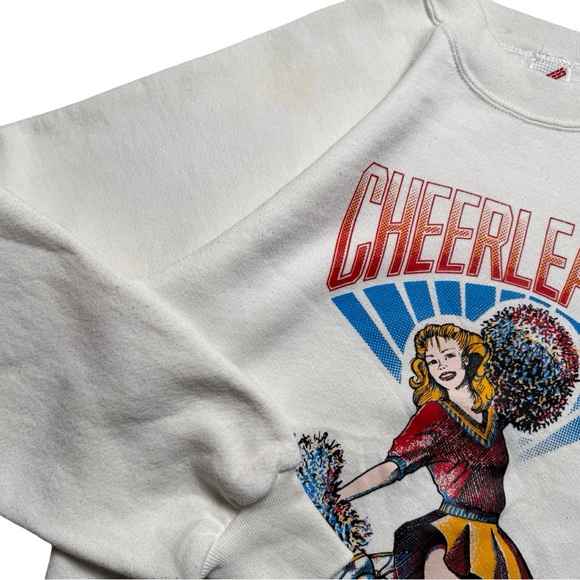 Vintage 90s Cheerleader Pullover Sweatshirt Jerzees Medium Flaws - Picture 3 of 7